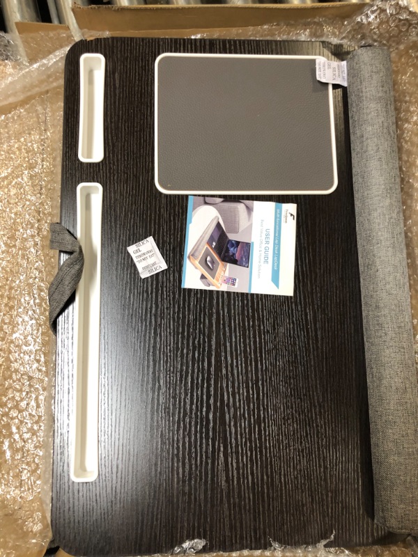Photo 3 of Lap Laptop Desk-Fits Up to 17Inch Foldable Laptop Bed Tray Table with Adjustable Dual Cushion,Wrist Rest & Mouse Pad,Portable Wood Laptop Stand for Sofa Bed,Multifunctional Slot for Tablet & Phone
