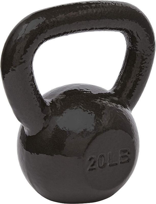 Photo 1 of Amazon Basics Cast Iron Kettlebell with Enamel Finish, 20-Pound, Black
