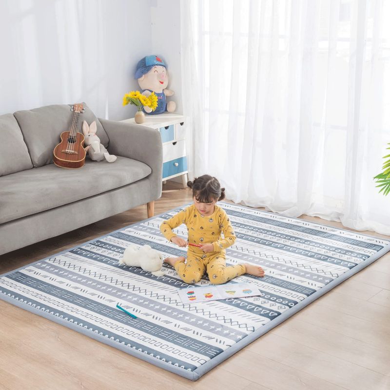 Photo 1 of 
Loartee Striped Thick Nursery Rug - 1" Moroccan Geometric Pattern Color Area Rug, GraY