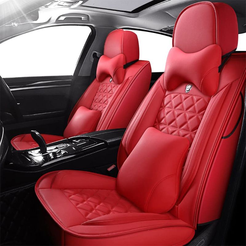 Photo 1 of Super PDR Black Car seat Covers Full Set – Premium PU Leather Seat Covers, Made for Vehicles with Removable Headrests, Interior Covers for suvs,sedans,Cars,Vehicles, Airbag Compatible Black -A