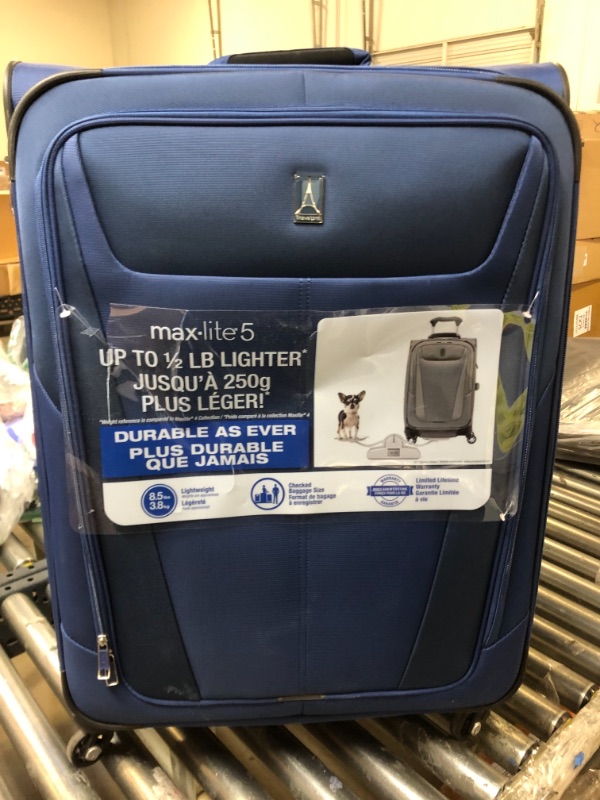 Photo 1 of Travelpro Maxlite 5 Softside Expandable Luggage with 4 Spinner Wheels, Lightweight Suitcase, Men and Women, Sapphire Blue, Checked-Large 29-Inch
