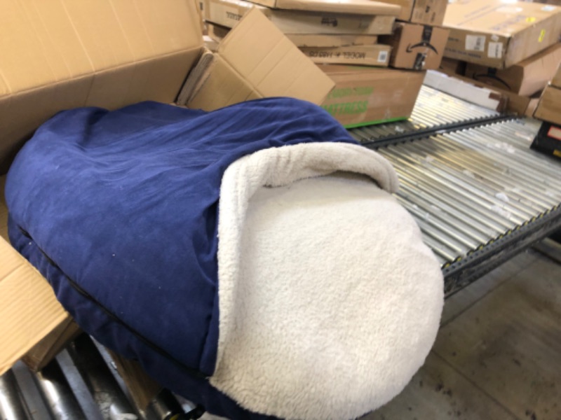 Photo 1 of Amazon Basics Cozy Pet Cave Bed, Small 25 x 25 x 12 Inches, Blue Blue Small