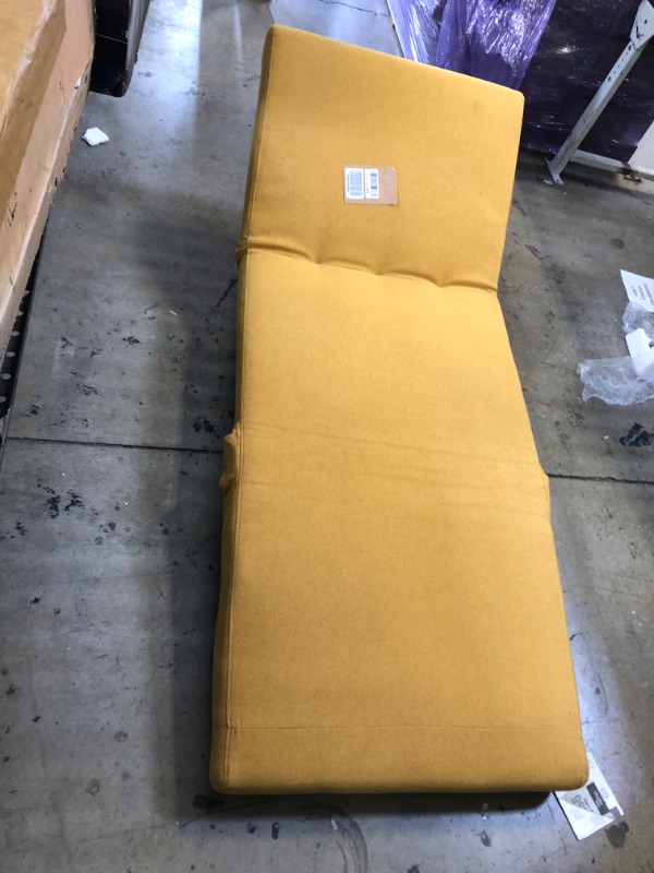 Photo 1 of 78 inch mustard yellow couch, one side does not lock in place. - extreme dirt marks. 