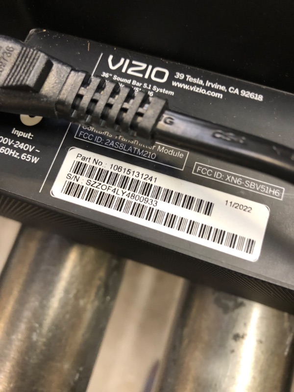 Photo 9 of VIZIO V-Series 5.1 Home Theater Sound Bar with Dolby Audio, Bluetooth, Wireless Subwoofer, Voice Assistant Compatible, Includes Remote Control - V51x-J6 36-in Wireless Subwoofer 5.1 - makes horrible static/cracking sounds.