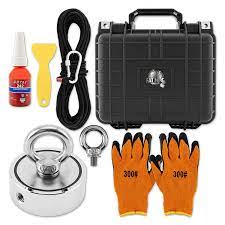 Photo 1 of FATMAG Double Sided Magnet M10 Fishing Kit-Magnets for Fishing Bundle-770lbs Combined Pulling Force-65ft Rope with Tensile Strength of 550lbs-Includes Heavy Duty Case and Extras Fishing Magnet Kit
