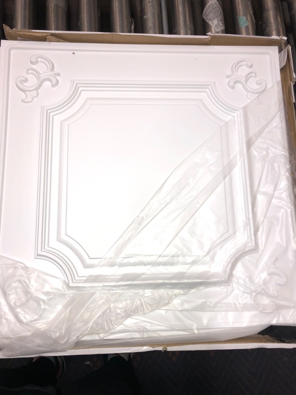 Photo 3 of Art3d Drop Ceiling Tiles 24x24 in White (12-Pack, 48 Sq.ft), Wainscoting Panels Glue Up 2x2 24"x24" White 12