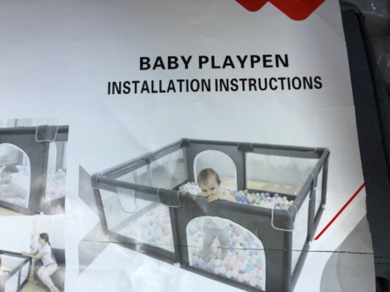 Photo 6 of Baby Playpen with Mat, 79"x59" Extra Large Playpen for Babies and Toddlers, Non-Toxic and BPA-Free Baby Playard, Indoor & Outdoor Kids Activity Center with Safety Gates and Breathable Mesh, Dark Grey