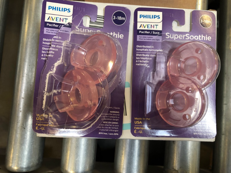 Photo 3 of Philips Avent Super Soothie Pacifier, Pink, 3+ months, 2 pack 