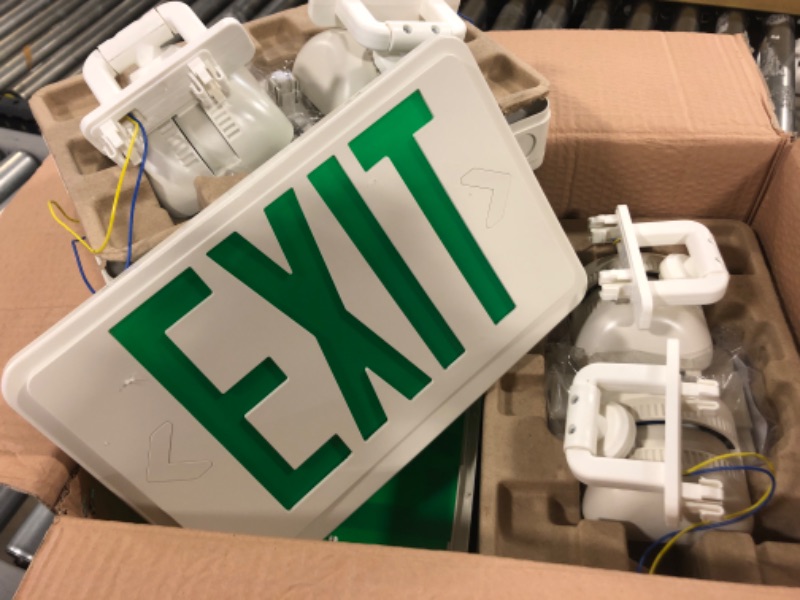 Photo 3 of SPECTSUN 4 PACK Green Exit Sign with Emergency Light-Emergency Exit Lights with Battery Backup - 4 Pack, Illuminated Exit Sign/Emergency Light Combo/Emergency Light Fixture/Exit Emergency Light Combo