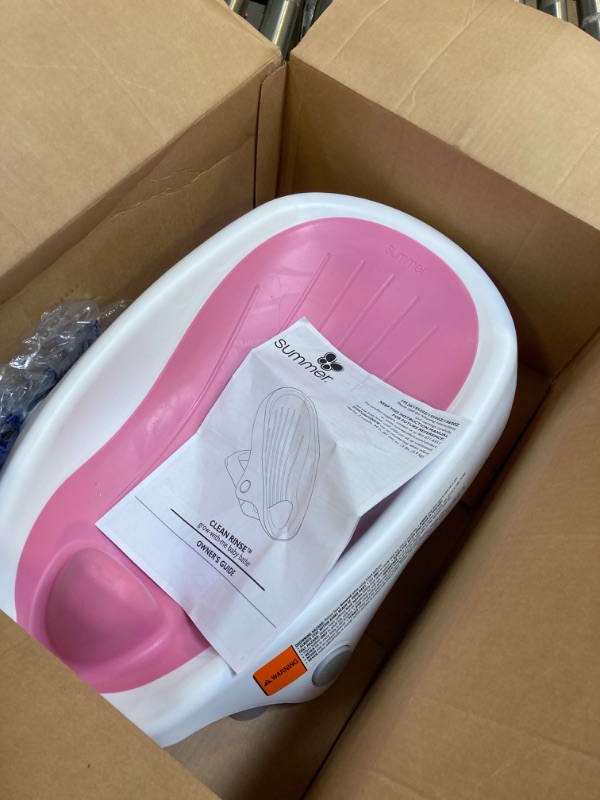 Photo 2 of Summer Clean Rinse Baby Bather (Pink) – Bath Support for Use on The Counter, in The Sink or in The Bathtub, Has 3 Reclining Positions and Soft, Quick-Dry Material – Use from Birth Until Sitting Up