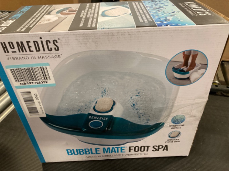 Photo 3 of HoMedics Bubble Mate Foot Spa, Toe Touch Controlled Foot Bath with Invigorating Bubbles and Splash Proof, Raised Massage nodes and Removable Pumice Stone