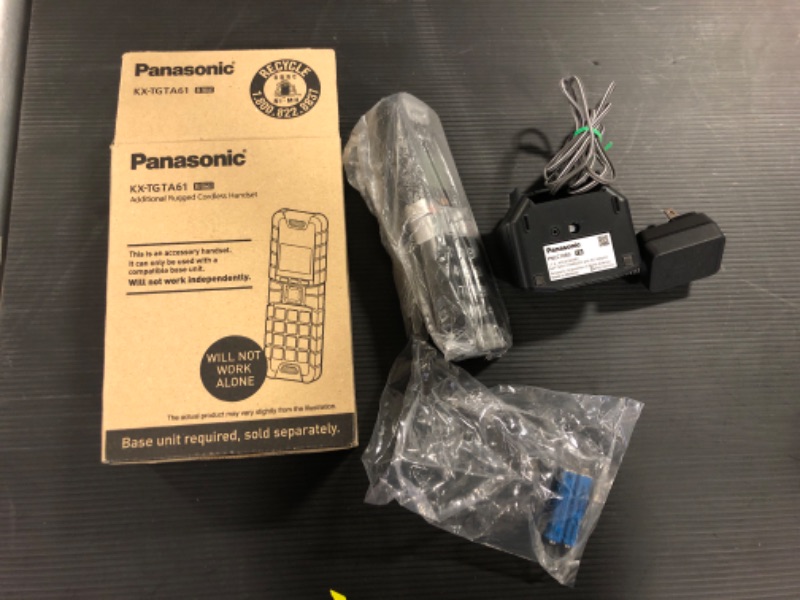 Photo 2 of Panasonic Rugged Cordless Phone Handset Accessory Compatible with TGF5x, TGD5x and TGF24x Series Cordless Phone Systems - KX-TGTA61B (Black) Black Accessory Handset