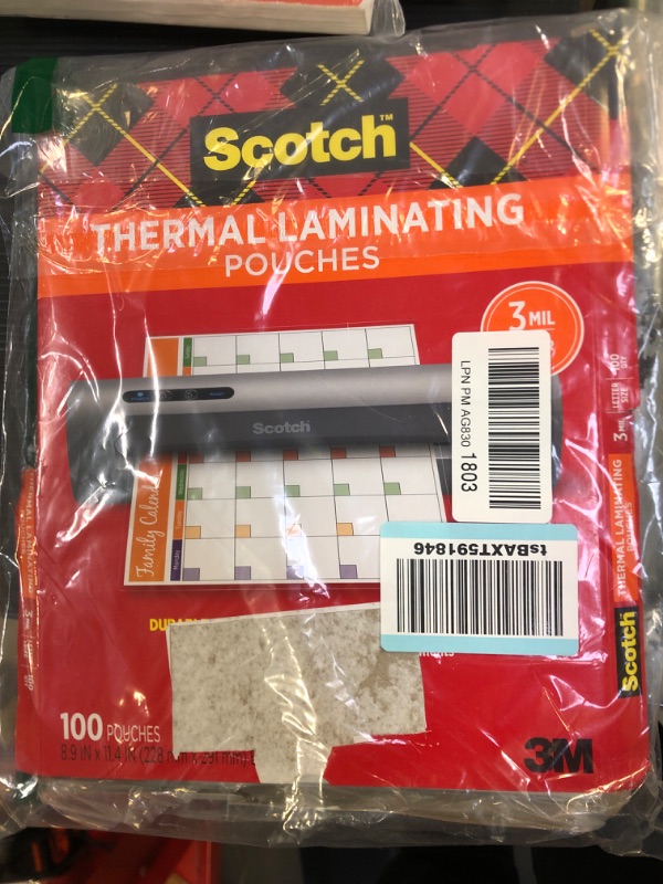 Photo 2 of Scotch Thermal Laminating Pouches, 100 Pack Laminating Sheets, 3 Mil, 8.9 x 11.4 Inches, Education Supplies & Craft Supplies, For Use With Thermal Laminators, Letter Size Sheets (TP3854-100)