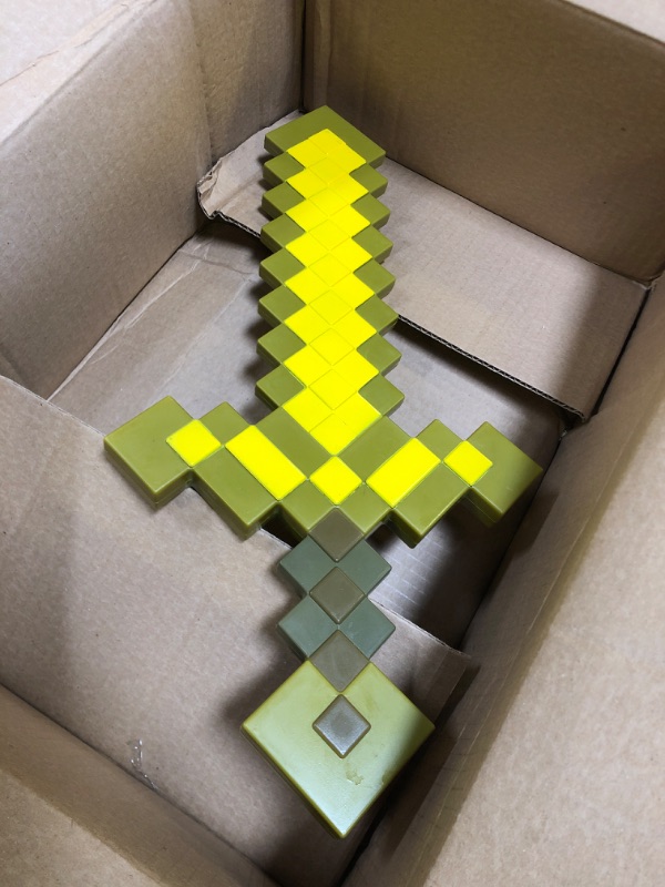 Photo 2 of Gold Minecraft Sword, Official Minecraft Costume Accessory for Kids, Single Size Video Game Costume Prop One Size