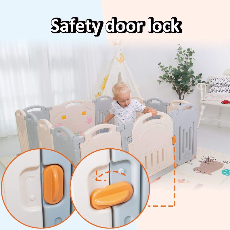 Photo 1 of Baby Playpen, UANLAUO Foldable Toddler Play Yards, Centre Safety Baby Fence