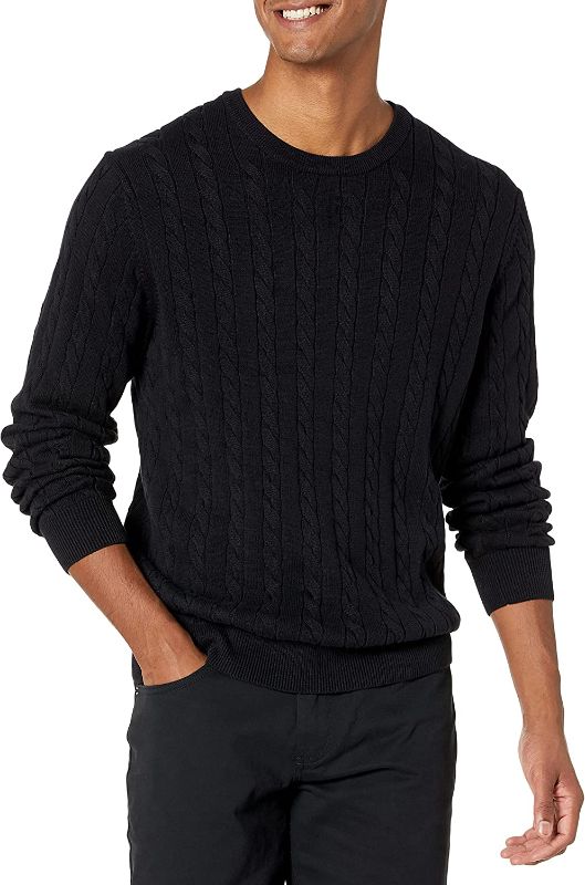 Photo 1 of Amazon Essentials Men's Crewneck Cable Cotton Sweater
