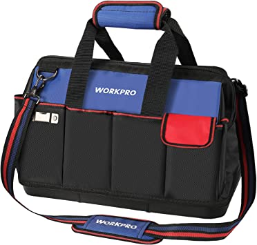 Photo 1 of WORKPRO 18 Inch Tool Bag with Waterproof Molded Base, Open Top Tool Organizer Bag with Multi-Pockets, Adjustable Shoulder Strap