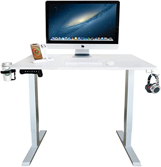 Photo 1 of MeeF Computer Desk Height Adjustable Standing Desk Ergonomic Electric Home Office Stand Up Computer Workstation (Cloud White, 40 in)