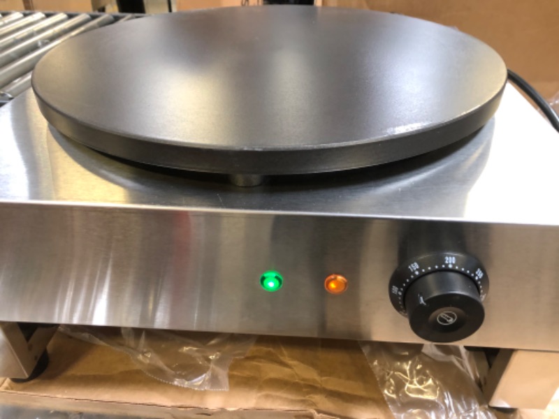 Photo 2 of 110V Commercial 16-Inch Electric Crepe Maker with A Drawer Type Warmer,Nonstick Crepe Pan Single Hotplate with Adjustable Temperature Control for Roti, Tortilla, Eggs, BBQ,(Electric/with Plug)
