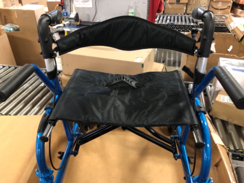 Photo 4 of 2 in 1 Rollator Walkers for Seniors with Padded Seat- Medical Transport Chair Walker with Adjustable Handle and Reversible Backrest (Blue)