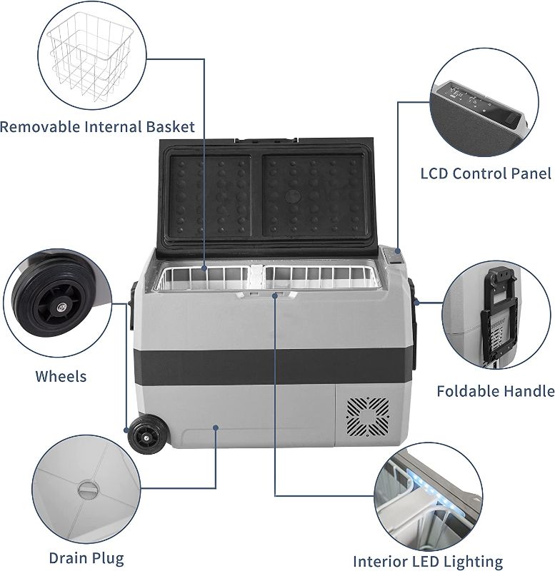 Photo 3 of Alpicool T50 Dual Temperature Control 12 Volt Refrigerator 53 Quart Portable Car Fridge Freezer (-4°F~68°F) for Truck, RV, Boat, Camping and Travel
