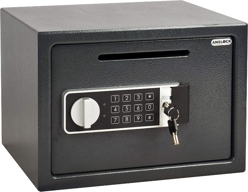 Photo 1 of ANSLOCK Drop Slot Safes Depository Safe, Security Keypad Cabinet Safes, 0.58 Cubic Ft Home Hotel security Safe Box with a Front Drop Slot for Cash, Bank Slips, Bills
++MISSING KEYS++