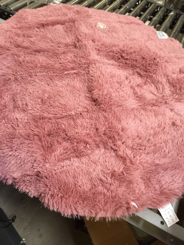 Photo 2 of  Round Area Rug,',Fluffy Rugs for Bedroom,Furry Rugs for Girls Room,Fuzzy Rugs for Nursery,Circle Rugs for Kids Room,Shag Carpet Rugs for Playroom,Cute Rugs for Baby,Blush