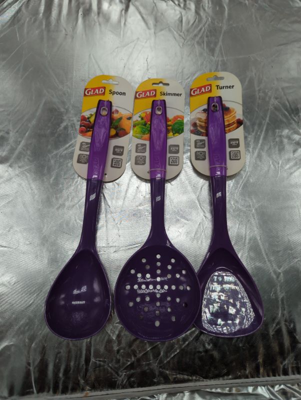 Photo 1 of Glad - 3 Pack - Purple Serving Spoon, Skimmer, and Turner