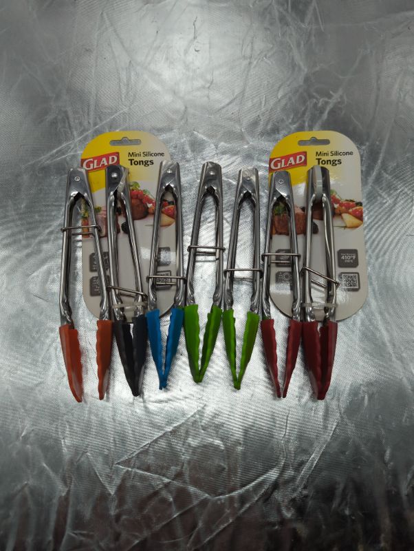Photo 1 of Glad Kitchen Tongs - Mini Silicone Tongs - Variety of Colors - 7 Pack