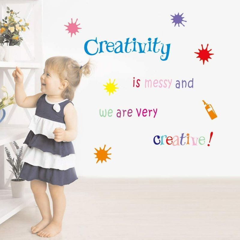 Photo 3 of IARTTOP Inspirational Quote Wall Decal, Motivational Saying Creativity Creative Wall Sticker, Splatter and Splotches Decals for Classroom Nursery Wall Decoration
