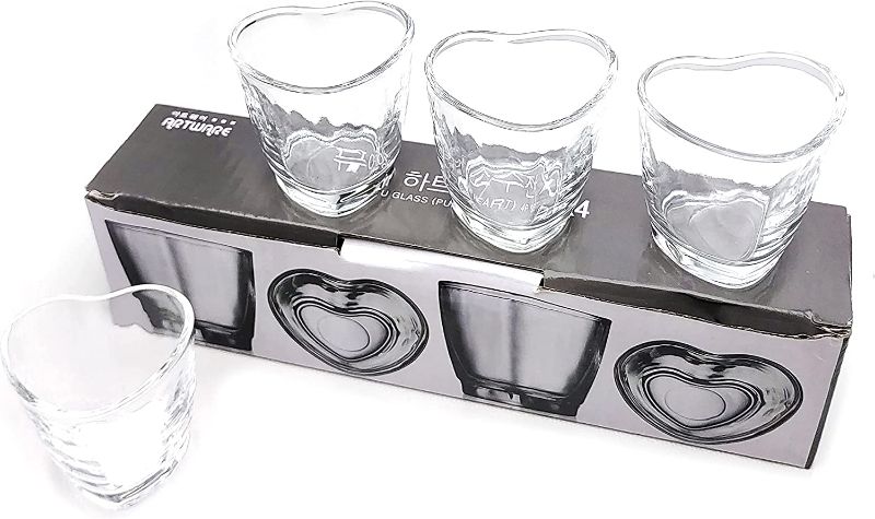 Photo 1 of [LENITH] Korean Soju Shot Glasses Sets, 1.7 oz Heart Shaped Glass for Soju, Whiskey, Tequila, Vodka, Espressos and Liquor
