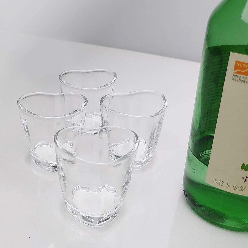 Photo 3 of [LENITH] Korean Soju Shot Glasses Sets, 1.7 oz Heart Shaped Glass for Soju, Whiskey, Tequila, Vodka, Espressos and Liquor
