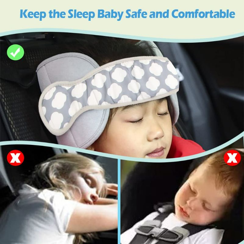 Photo 2 of KAKIBLIN Adjustable Toddler Car Seat Head Support Band, Carseat Straps Cover, Safety Car Seat Neck Relief, Grey
