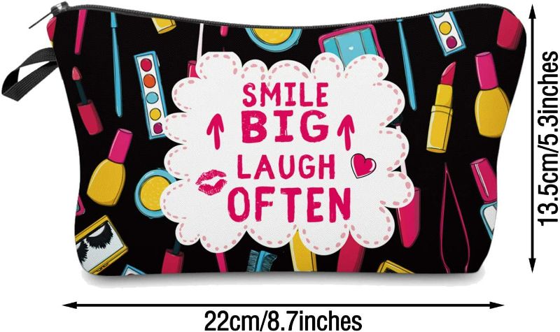 Photo 2 of 6 Pieces Letters Makeup Bags Cosmetic Pouch Travel Zipper Cosmetic Organizer Toiletry Bag Printing Pencil Bag for Women Girls Supplies Christmas Gift (Black and Hot Pink Style/Variety Varies)
