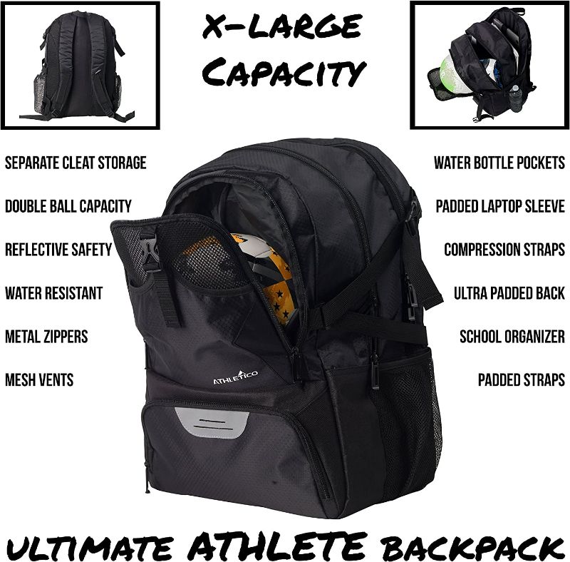 Photo 2 of Athletico National Soccer Bag - Backpack for Soccer, Basketball & Football Includes Separate Cleat and Ball Holder
