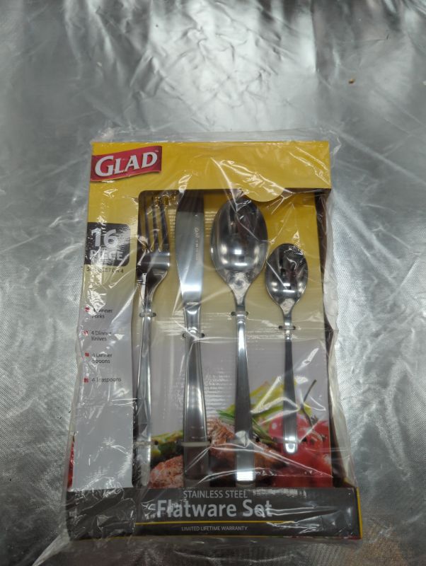 Photo 2 of Glad 16-Piece Silverware Flatware Set, Mirror Polished | Stainless Steel Cutlery, Service for 4 | Kitchen Table Dinnerware | Dishwasher Safe Modern Mirror Finish