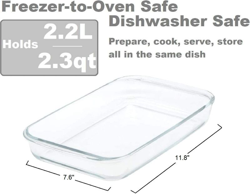 Photo 2 of Glad Clear Glass Oblong Baking Dish | 2.3-Quart Nonstick Rectangular Bakeware Casserole Pan | Freezer-to-Oven and Dishwasher Safe, Medium
