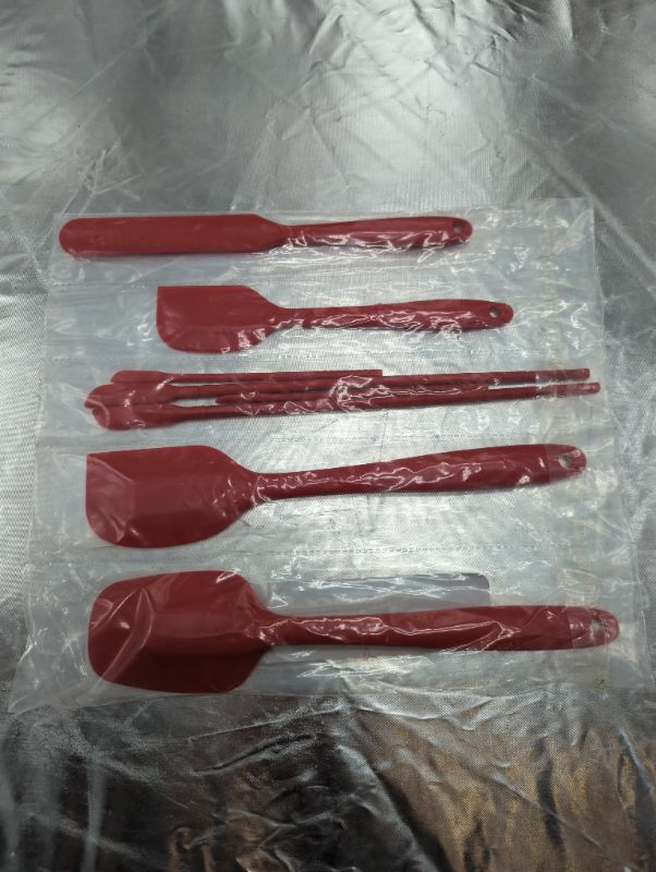Photo 2 of HOTEC Silicone Spatula Set Kitchen Utensils for Baking Cooking Mixing Heat Resistant Non Stick Cookware Food Grade BPA Free Dishwasher Safe (RED) Set of 8
