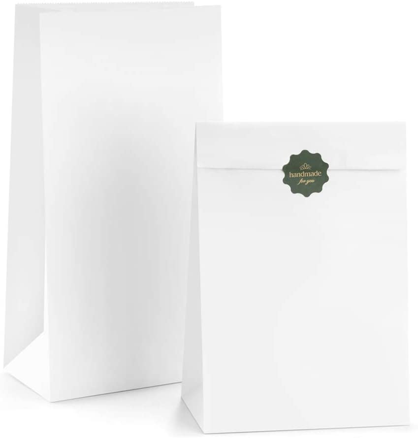 Photo 1 of BagDream Paper Lunch Bags 12lb 100Pcs Kraft White Paper Bags Bulk, Bread Bags Paper Snack Bags 7x4.5x13.75 Inches Kraft Sack Lunch Bags
