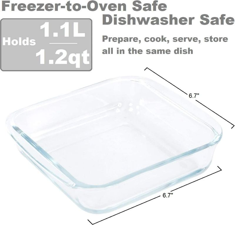 Photo 2 of Glad Clear Glass Square Baking Dish | 1.2-Quart Nonstick Bakeware Casserole Pan | Freezer-to-Oven and Dishwasher Safe, Small
