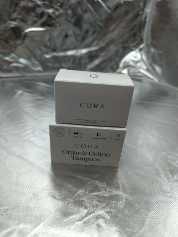 Photo 1 of Cora 100% Organic Cotton Tampons - 2 Packs - 18 Regular - 18 Light