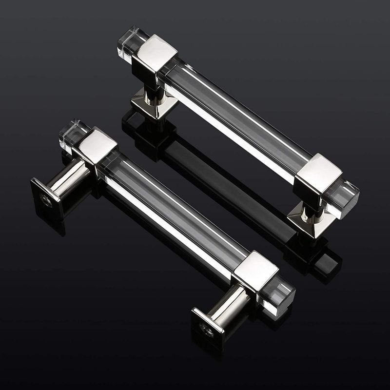 Photo 2 of Mengico 3-1/2 Inch Cabinet Pulls Kitchen Cabinet Handles 15 Pack Polished Chrome Modern Drawer Pulls Acrylic Cabinet Hardware for Bathroom and Bedroom

