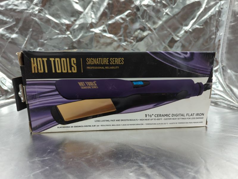 Photo 2 of Hot Tools Pro Signature Ceramic Digital Hair Flat Iron | Silky, Smooth Professional-Quality Styles, (1-1/2 in) 1.25 IN