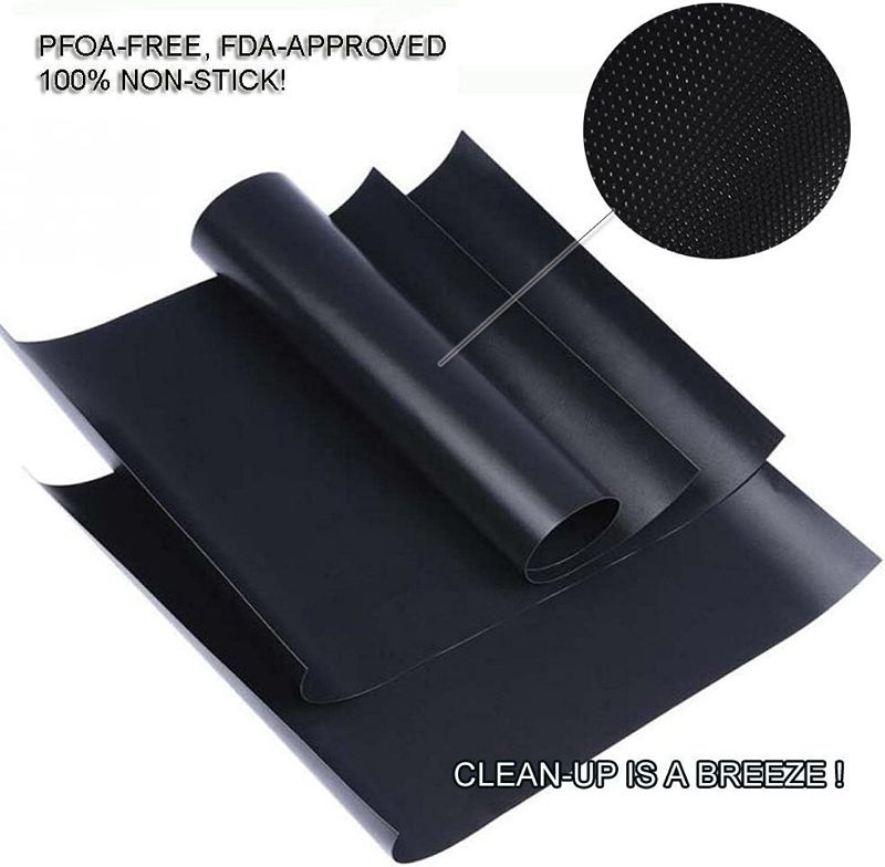 Photo 3 of Renook Grill Mat Set of 6-100% Non-Stick BBQ Grill Mats, Heavy Duty, Reusable, and Easy to Clean - Works on Electric Grill Gas Charcoal BBQ - 15.75 x 13-Inch, Black
