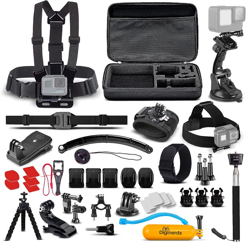 Photo 1 of  50 in 1 Action Camera Accessory Kit Compatible with GoPro Hero11/10/9/8/7/6/5, GoPro Max, GoPro Fusion, Insta360, DJI Osmo Action, AKASO, and More
