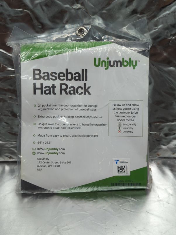Photo 5 of Unjumbly Baseball Hat Rack, 24 Pocket Over-The-Door Cap Organizer with Clear Deep Pockets to Display Your Baseball Caps Collection, Complete with 3 Over Door Hooks, Fit 1 3/8" and 1 3/4" Door Width
