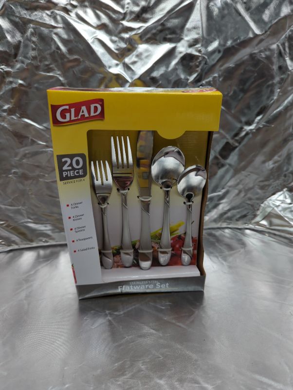 Photo 4 of Glad 20-Piece Silverware Flatware Cutlery Set, Satin Finish

