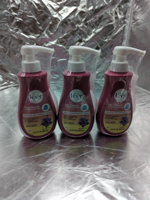 Photo 2 of Veet Gel Hair Removal Cream for Legs & Body - 13.5 oz bottle - 3 Pack