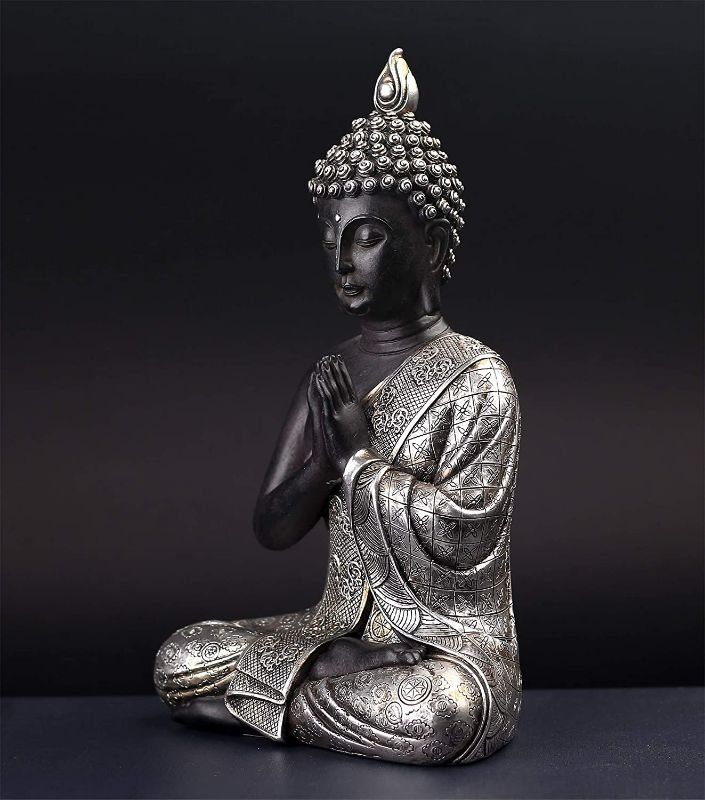 Photo 2 of JORAE Seated Buddha Statue Buddhism Thai Meditating Home and Garden Decorative Sculpture Praying Collectibles Figurines, 9.5 Inches, Polyresin
