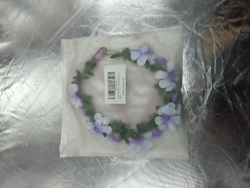 Photo 2 of June Bloomy Rose Flower Leave Crown Bridal Halo Headband with Adjustable Ribbon Lavender
